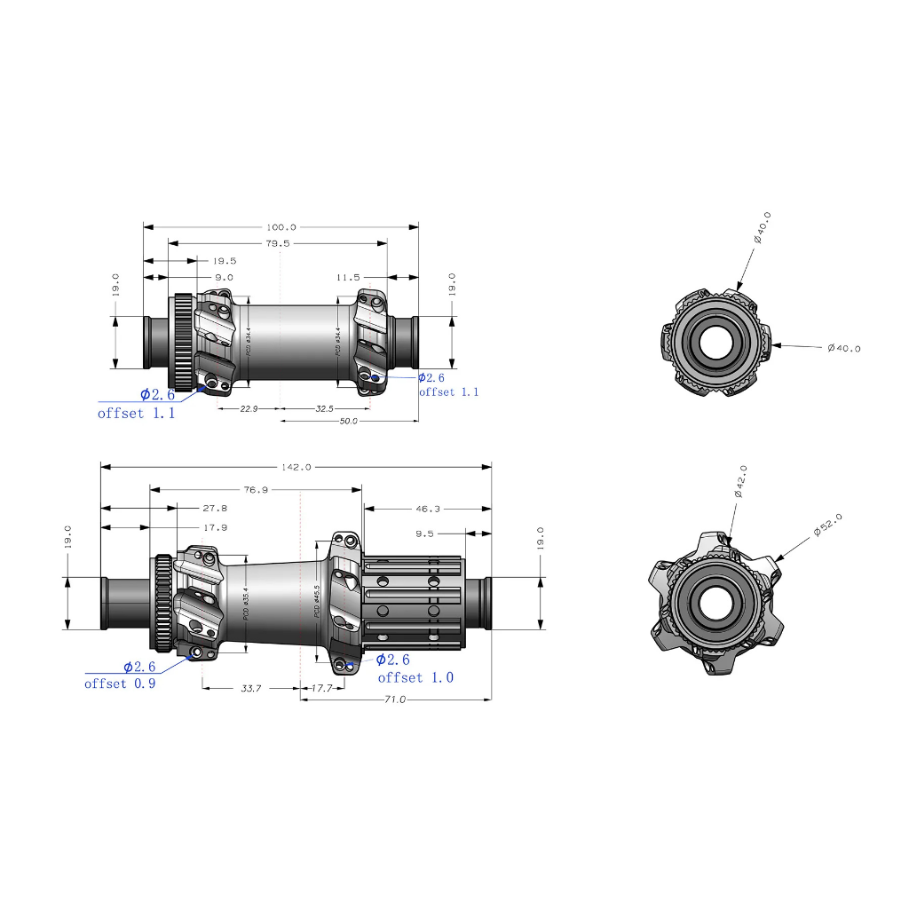 H-WORKS SR261 Straight Pull Road Disc Front Hub
