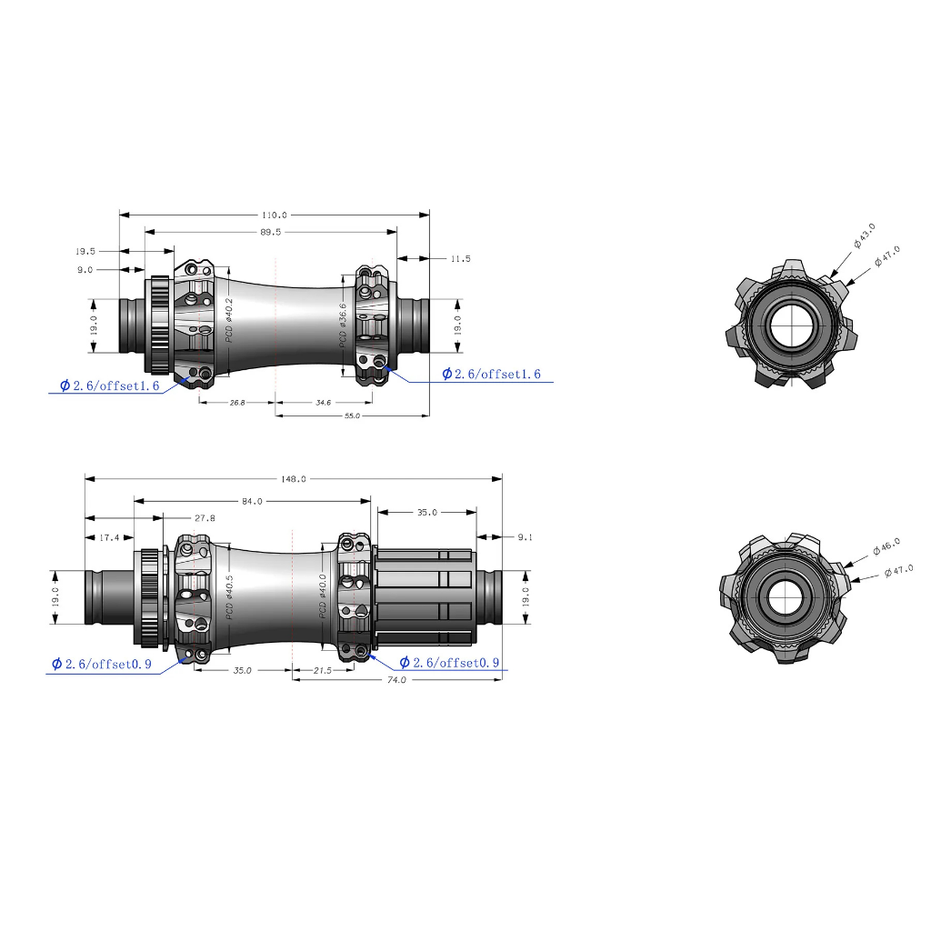 H-WORKS M330 Straight Pull MTB Front Boost Hub